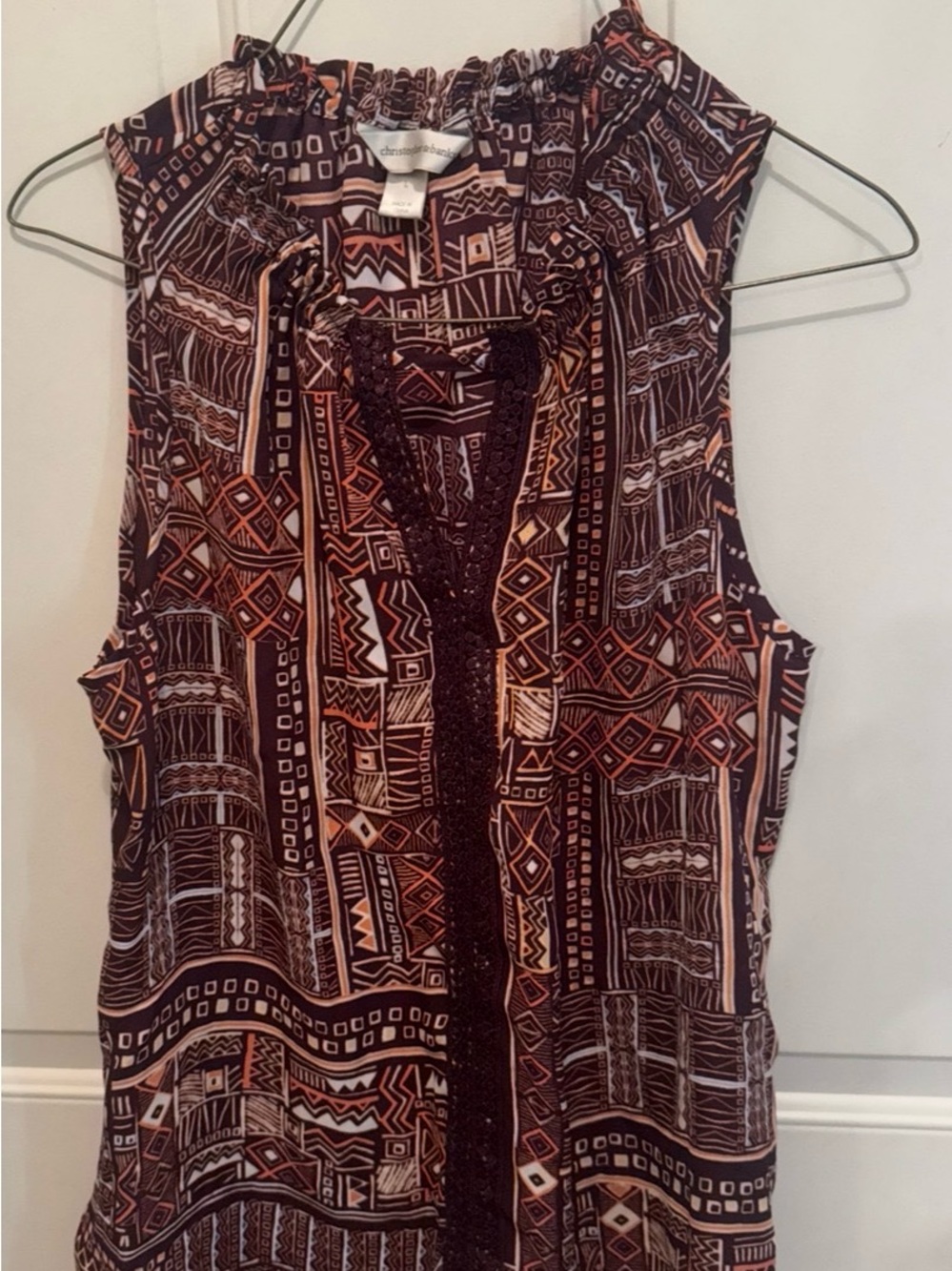 Christopher & Banks Brown and Black Patterned Sleeveless Camisole